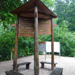 Großer Wegweiser am Wanderparkplatz