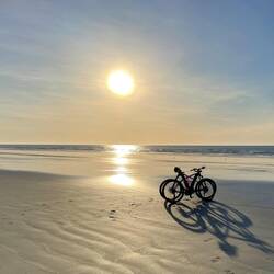 Biking on the beach
