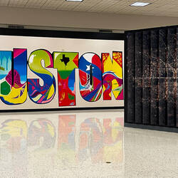 Welcome to Houston ... mural and nighttime satellite image @ Terminal D — IAH ... Houston, TX.