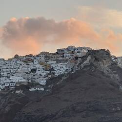 Sunrise as we enter the Santorini Caldera.