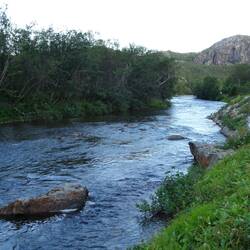 Der schmale Grenzfluss Jakobselv ...