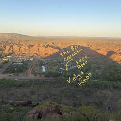 Our camp site in the late afternoon shadow of Kelly's Knob. You can see it's distinctive shape.
