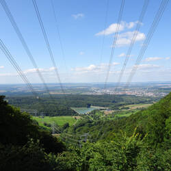 Blick auf das Unterbecken des Pumpspeicherkraftwerk Glems