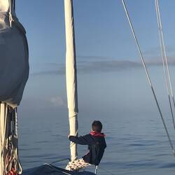 On Danbouy watch in fog and pyjamas