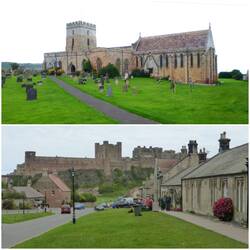 St Aidan's Church / View of castle from village