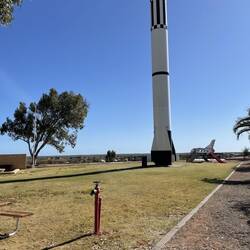 A rocket on the front lawn