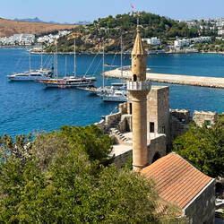 Minaret of the mosque, converted from the chapel when the Ottomans took over Bodrum Castle.