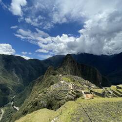 Machu Picchu sits high above the Urubamba River