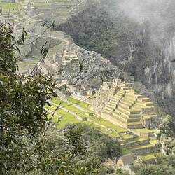Brief sunlight hits Machu Picchu