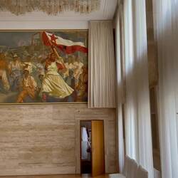 The wall of the ballroom in Vila Bled