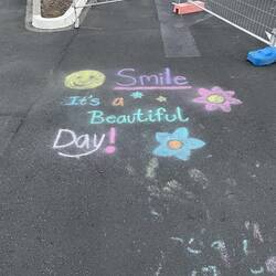 Lovely chalk messages in our exercise area
