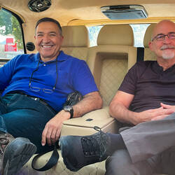 Deniz and Mui all comfy in the VIP Vito van that will take us on our tour.