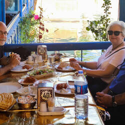 A late lunch at a floating restaurant on the Euphrates — Halfeti, Turkey.