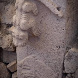 A closer look at a megalith with a 3-D carving — Göbeklitepe ... Şanlıurfa, Turkey.