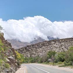 The clouds try hard to get from the south over the Swarth Mountains to the north.