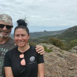 Red faced (me) from hiking uphill...
