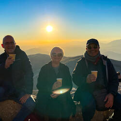 Enjoying a sip of wine at the west pantheon — Mount Nemrut ... Adıyaman, Turkey.