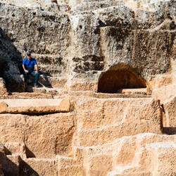 Mui resting at the rock quarry at the necropolis of Perrhe — Adıyaman, Turkey.