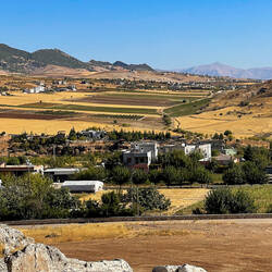 Yesterday we were atop Mount Nemrut ... the cone-shaped mountain visible on the horizon — Adıyaman.