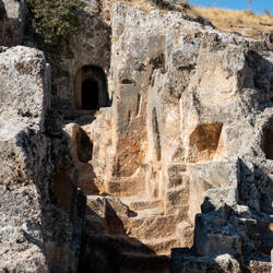Steps leading up to one of the chamber tombs at the necropolis of Perrhe — Adıyaman, Turkey.