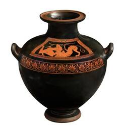Eracle atterra il leone di Nemea - Hydria attica a figure rosse attribuita al Gruppo dei Pionieri 510 a. C. ca