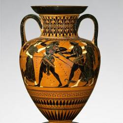 Eracle disputa ad Apollo il tripode di Delfi - Anfora attica a figure nere attribuita a Pittore di Antimene 51