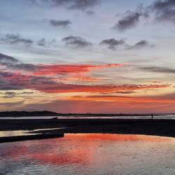 Pink afterglow of the first sunset