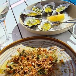 Oysters & citrus cured Kingfish carpaccio