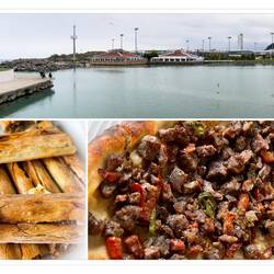 Delicious late-lunch of kapalı (closed) and açık (open) pide — Samsun, Turkey.
