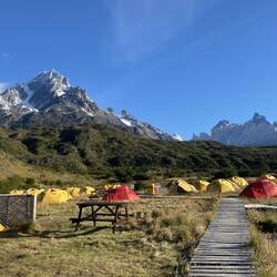 Morgestemmig bem Camping Paine Grande