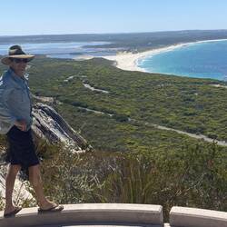 Hopetoun and harbour on the headland in the distance.