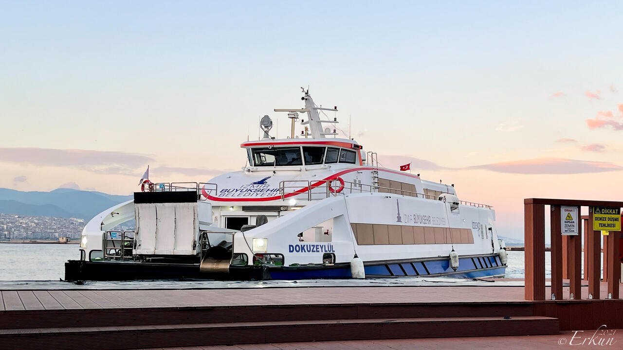 This catamaran-style modern ferry took us across the Bay of İzmir — Alsancak, İzmir.