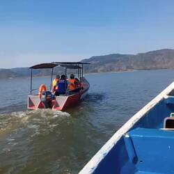 Boat riding at the dam