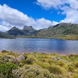 Looking at Cradle Mountain from Dove Lake