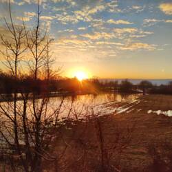 Sonnenaufgang Saaleaue, auf der Fahrt nach Halle