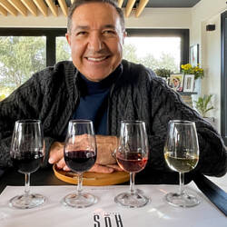 Mui with his wine flight @ Hus Wines — Urla ... İzmir, Turkey.