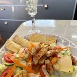 Salt and pepper squid with chilli jam