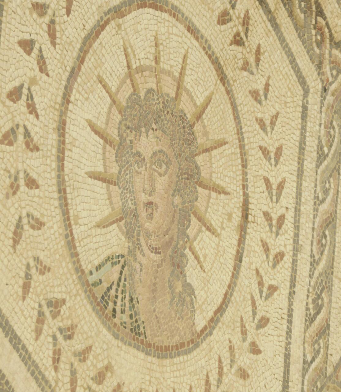 Sun mosaic from a set, with the moon and planets