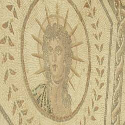 Sun mosaic from a set, with the moon and planets