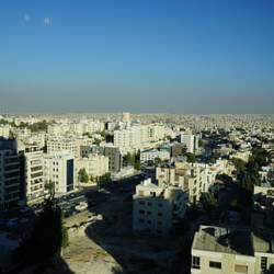 Lots of low white buildings - limestone and cement. View from our hotel.