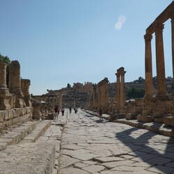 Looking down the Cardo Maximus to the Temple of Artemis.