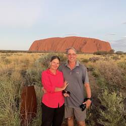 Us at sunset at Uluṟu