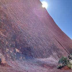 Sun peeks around rock at temperature reaches 36 degrees