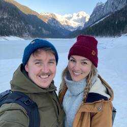 Selfie smiles from Tristan and Helen