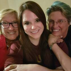 Kris (left), Marjorie, and me