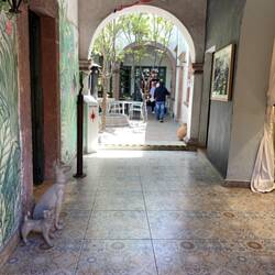 Inside, behind the big doors