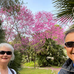 A "we visited the Orto Botanico" selfie — Cagliari, Sardinia.