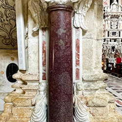 Marble work under the pulpit ... Cathedral of Santa Maria — Cagliari, Sardinia.