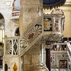 The pulpit was originally sculpted for the Pisa Cathedral ... Cathedral of Santa Maria — Cagliari.