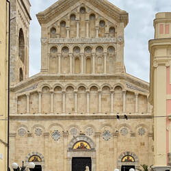 Cathedral of Santa Maria currently has a Neo-Romanesque style — Cagliari, Sardinia.